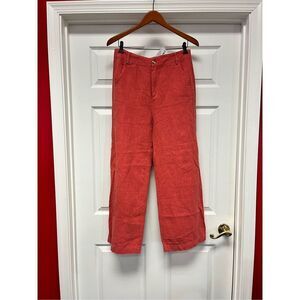 Mo:vint Rust Button Leg Linen & Cotton Blend Pants sz L NWT